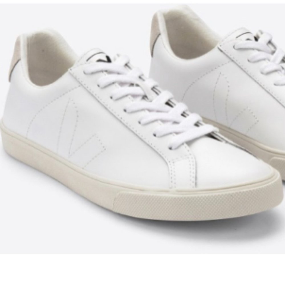 Veja Women’s White Leather Sneakers with Off-White Soles